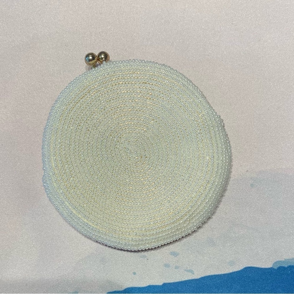 Vintage 1980s Nautical Hand Beaded Kiss Lock Coin Purse - Picture 3 of 7